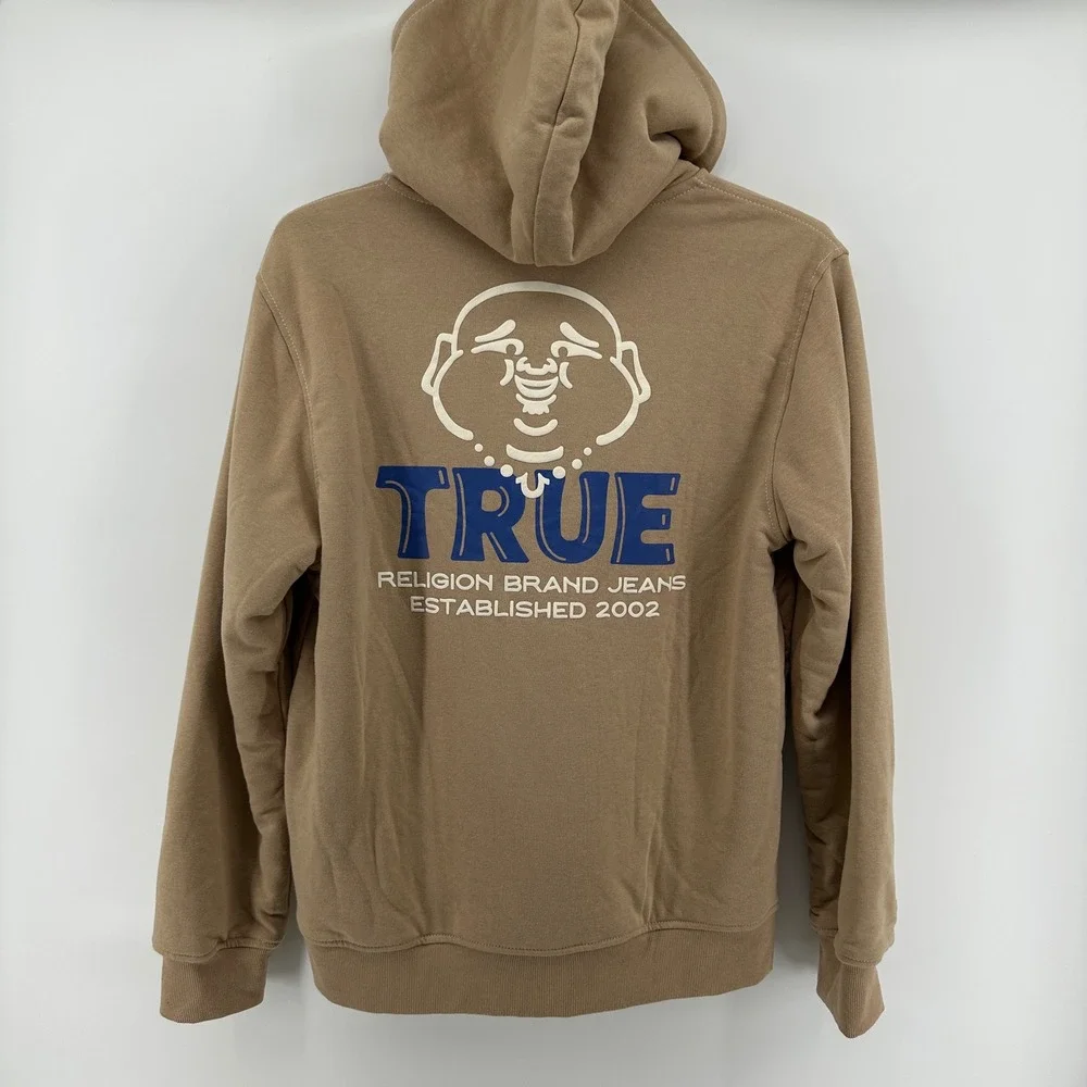 $164 NWT True Religion Mens LG True Sherpa Full Zip Hoodie Travertine Tan Buddha